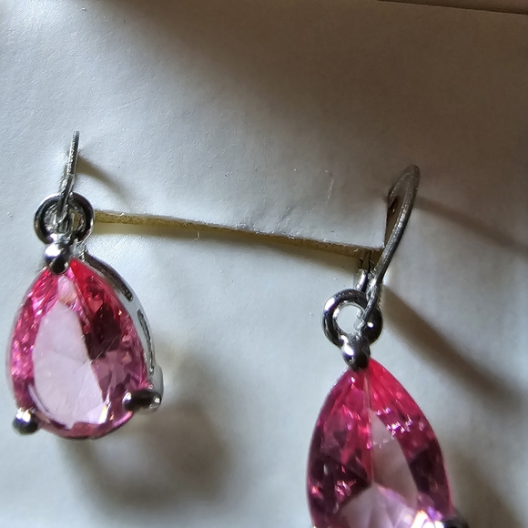 Glamorous Pink Teardrop Earrings - Picture 2 of 2